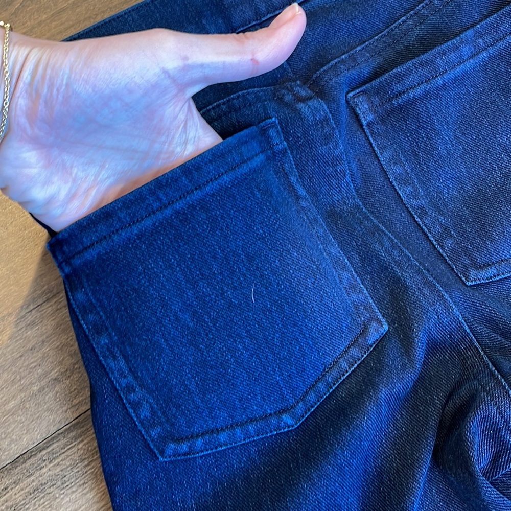 Spanx sweatpant jeans straight leg twilight rinse dark wash high rise waist - Picture 12 of 12